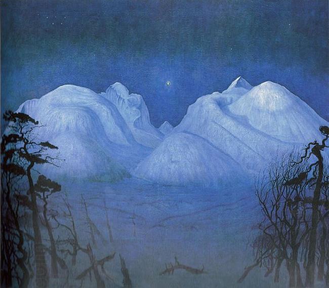 Harald Sohlberg Vinternatt i fjellene China oil painting art